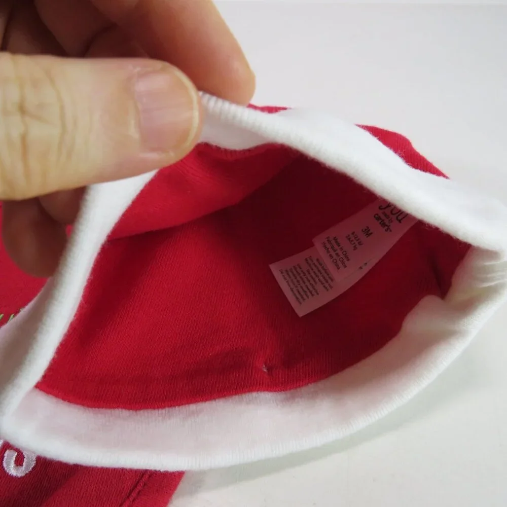 Baby my first Christmas bib and Santa hat Cotton Embroidered